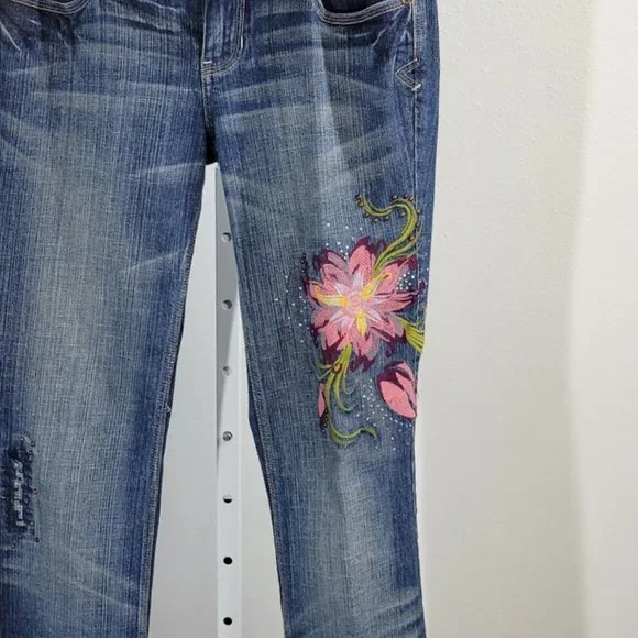 Zco premium embroidered floral vintage bootcut jeans Sz 13 - Picture 2 of 9